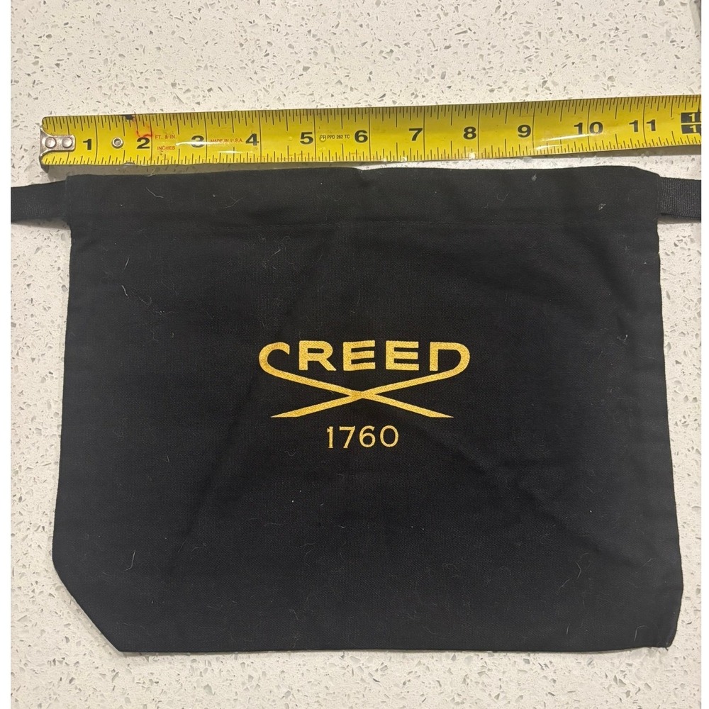 Creed‎ 1760 Fragrance Dust Bag Black Canvas Gold Logo Drawstring Pouch 11x9